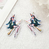 6Pcs Acrylic Horror Witch Charms for DIY Jewelry Making