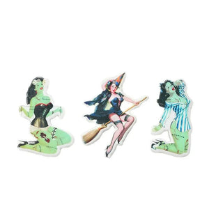 6Pcs Acrylic Horror Witch Charms for DIY Jewelry Making