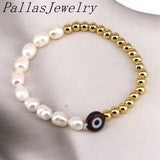 Copper Beads Plated Bracelet with Fresh Water Pearl Eye Shape for Ladies