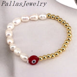 Copper Beads Plated Bracelet with Fresh Water Pearl Eye Shape for Ladies
