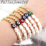 Copper Beads Plated Bracelet with Fresh Water Pearl Eye Shape for Ladies
