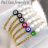 Copper Beads Plated Bracelet with Fresh Water Pearl Eye Shape for Ladies