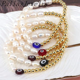 Copper Beads Plated Bracelet with Fresh Water Pearl Eye Shape for Ladies