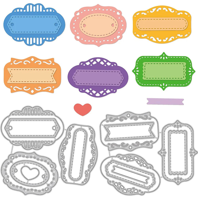 6Pcs Label Metal Cutting Dies for Scrapbook Cards Wedding Album