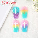 6Pcs 57*36MM Resin Punk Charms Coffin Board Glitter Flatback Planchette