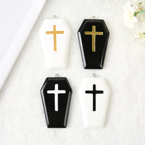 6Pcs 57*36MM Resin Punk Charms Coffin Board Glitter Flatback Planchette