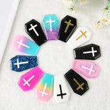 6Pcs 57*36MM Resin Punk Charms Coffin Board Glitter Flatback Planchette