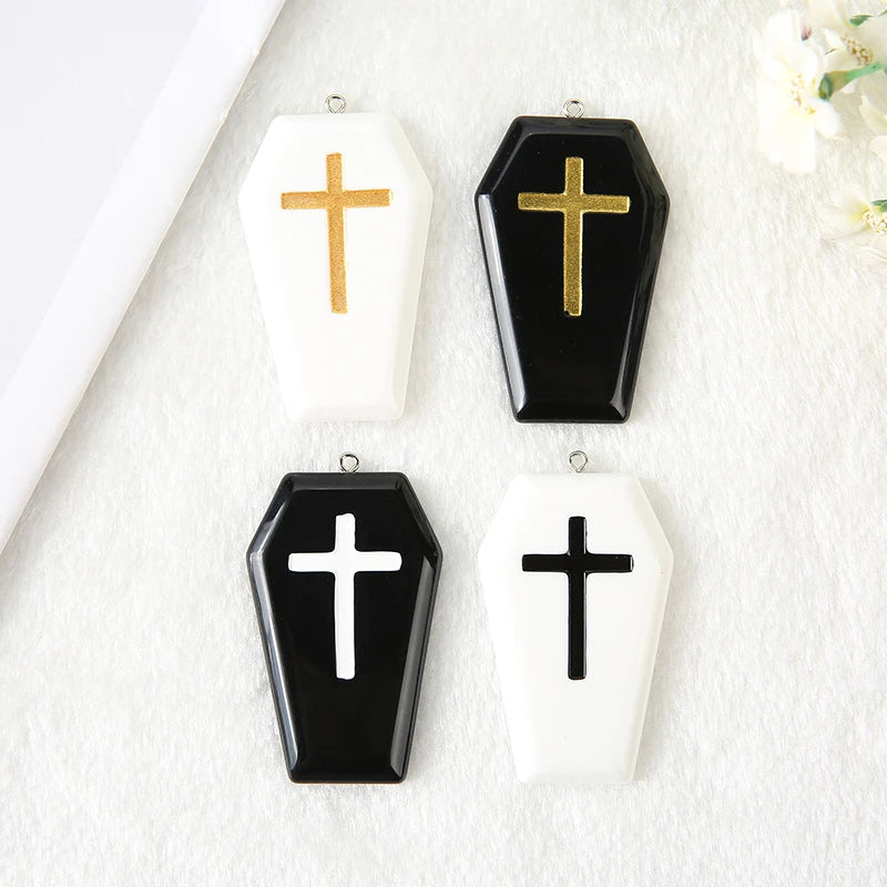 6Pcs 57*36MM Resin Punk Charms Coffin Board Glitter Flatback Planchette