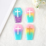 6Pcs 57*36MM Resin Punk Charms Coffin Board Glitter Flatback Planchette