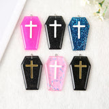 6Pcs 57*36MM Resin Punk Charms Coffin Board Glitter Flatback Planchette