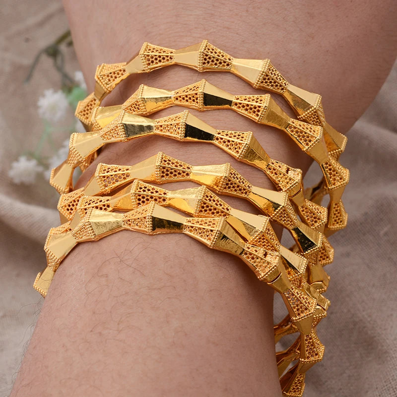 6Pcs African Dubai Bangles For Women Nigerian Bridal Bangles Wedding Accessories