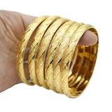 6Pcs Dubai Bangles Women Men 24k Ethiopian Bracelets African Jewelry