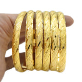 6Pcs Dubai Bangles Women Men 24k Ethiopian Bracelets African Jewelry