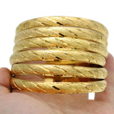 6Pcs Dubai Bangles Women Men 24k Ethiopian Bracelets African Jewelry