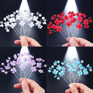6Pcs Wedding Prom Hair Crown Bride Headpiece Crystal Rhinestone Hair Pins Clips