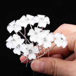 6Pcs Wedding Prom Hair Crown Bride Headpiece Crystal Rhinestone Hair Pins Clips