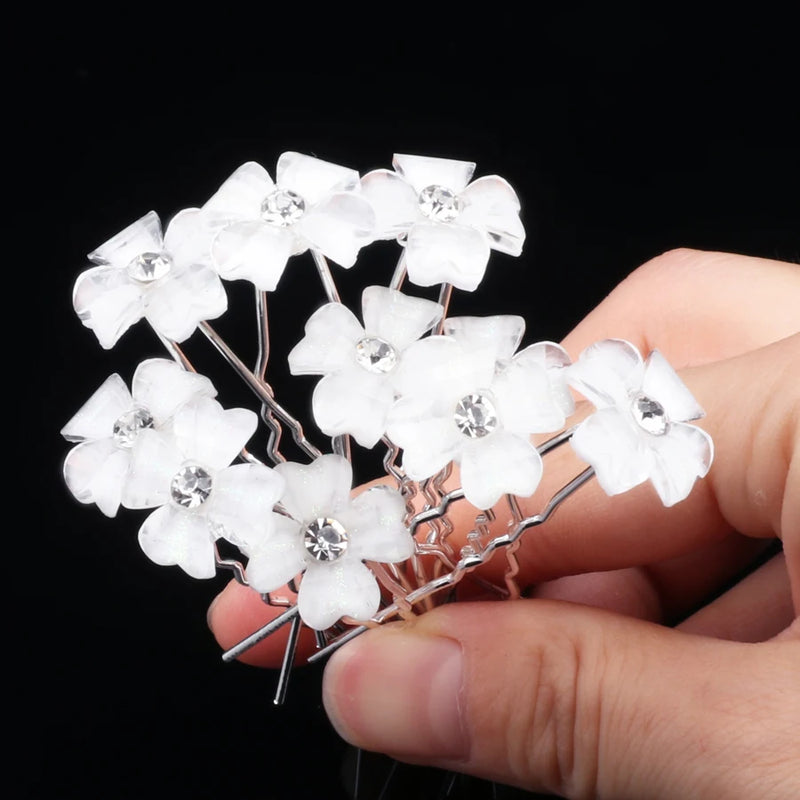 6Pcs Wedding Prom Hair Crown Bride Headpiece Crystal Rhinestone Hair Pins Clips