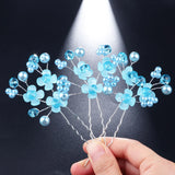 6Pcs Wedding Prom Hair Crown Bride Headpiece Crystal Rhinestone Hair Pins Clips