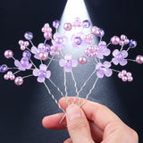 6Pcs Wedding Prom Hair Crown Bride Headpiece Crystal Rhinestone Hair Pins Clips