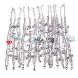 6Pcs Mixed Stainless Steel Women's Charm Bracelet 18cm+5cm Adjustable