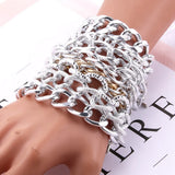 6Pcs Mixed Stainless Steel Women's Charm Bracelet 18cm+5cm Adjustable