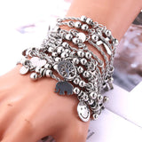 6Pcs Mixed Stainless Steel Women's Charm Bracelet 18cm+5cm Adjustable