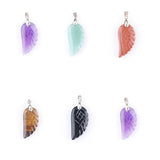 6Pcs Natural Gem Stone Angel Wings Pendants Beads for Jewelry Making