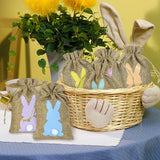 6Pcs Natural Jute Burlap Bags Easter Drawstring Pouches Gift Bag Supplies