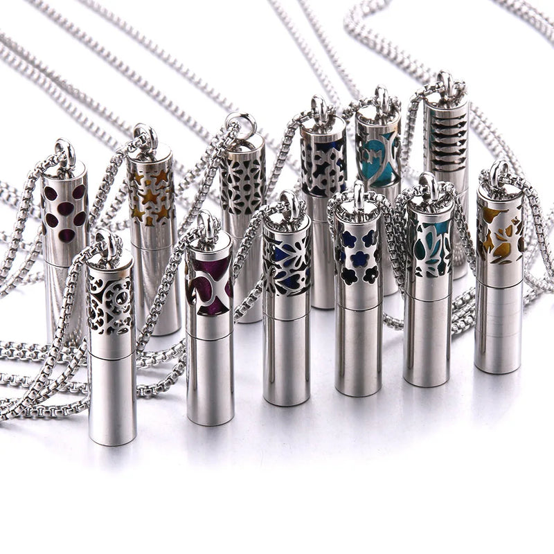 6Pcs Mixed Stainless Steel Aromatherapy Necklace