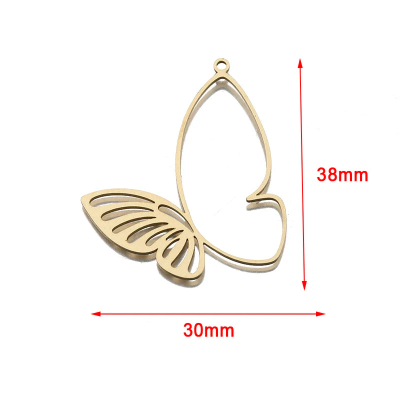 6Pcs/Lot Raw Brass Butterfly Moth Charms Pendants for DIY Jewelry Making