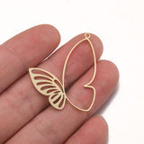 6Pcs/Lot Raw Brass Butterfly Moth Charms Pendants for DIY Jewelry Making