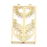 6Pcs/Lot Raw Brass Sun And Waves Bar Charms Pendant
