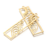 6Pcs/Lot Raw Brass Sun And Waves Bar Charms Pendant