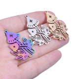 6Pcs Stainless Steel Plant Mushroom Maple Leaf Charms For Jewelry Making