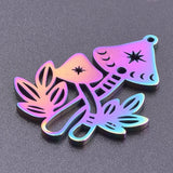 6Pcs Stainless Steel Plant Mushroom Maple Leaf Charms For Jewelry Making