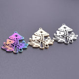 6Pcs Stainless Steel Plant Mushroom Maple Leaf Charms For Jewelry Making