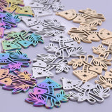 6Pcs Stainless Steel Plant Mushroom Maple Leaf Charms For Jewelry Making