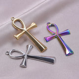 6Pcs/Lot Stainless Steel Ankh Life Dagger Charms