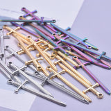 6Pcs/Lot Stainless Steel Ankh Life Dagger Charms