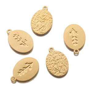 6Pcs Stainless Steel Leaf Plants Charms Pendants For Necklace