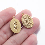 6Pcs Stainless Steel Leaf Plants Charms Pendants For Necklace