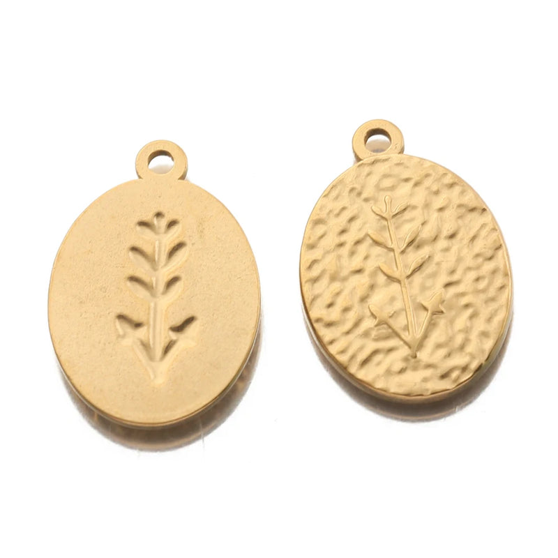 6Pcs Stainless Steel Leaf Plants Charms Pendants For Necklace