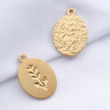 6Pcs Stainless Steel Leaf Plants Charms Pendants For Necklace