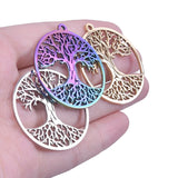 6Pcs Stainless Steel Hollow LoveTree Charms Pendant Set
