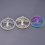 6Pcs Stainless Steel Hollow LoveTree Charms Pendant Set