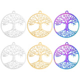 6Pcs Stainless Steel Hollow LoveTree Charms Pendant Set