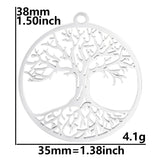 6Pcs Stainless Steel Hollow LoveTree Charms Pendant Set