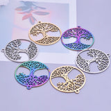 6Pcs Stainless Steel Hollow LoveTree Charms Pendant Set