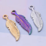 6Pcs Stainless Steel Mini Feather Charms for DIY Pendant Necklaces