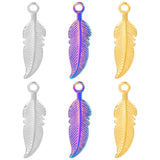6Pcs Stainless Steel Mini Feather Charms for DIY Pendant Necklaces
